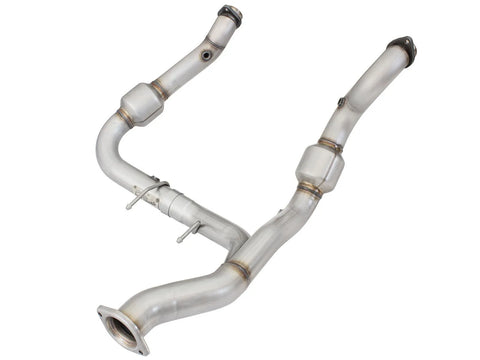aFe Twisted Steel Y-Pipe 3" to 3.5" Stainless Steel Exhaust System - Street Series (F-150 EcoBoost V6 2.7L 2015+)...