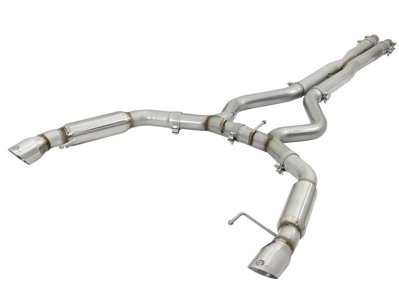 aFe MACH Force-Xp 3" 304 Stainless Steel Cat-Back Exhaust System - Aggressive Tone (Mustang GT 15-17) Polished Tips...