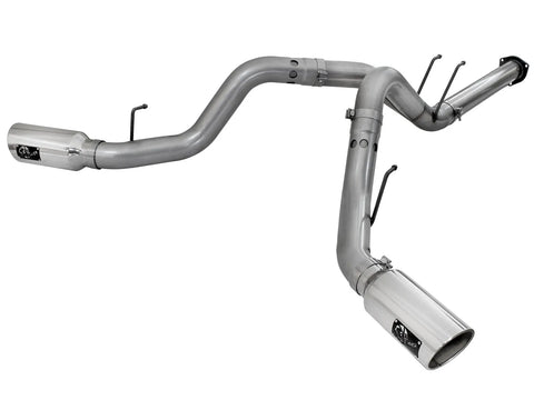 aFe Large Bore-HD 4" 409 Stainless Steel DPF-Back Exhaust System w/Dual Exit (F-250/F-350 11-14) - Polished Tips