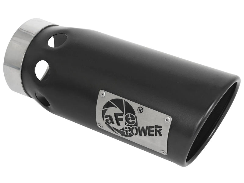 aFe MACH Force-Xp 4" 409 Stainless Steel Intercooled Exhaust Tip - 4" In x 5" Out x 12" L Black