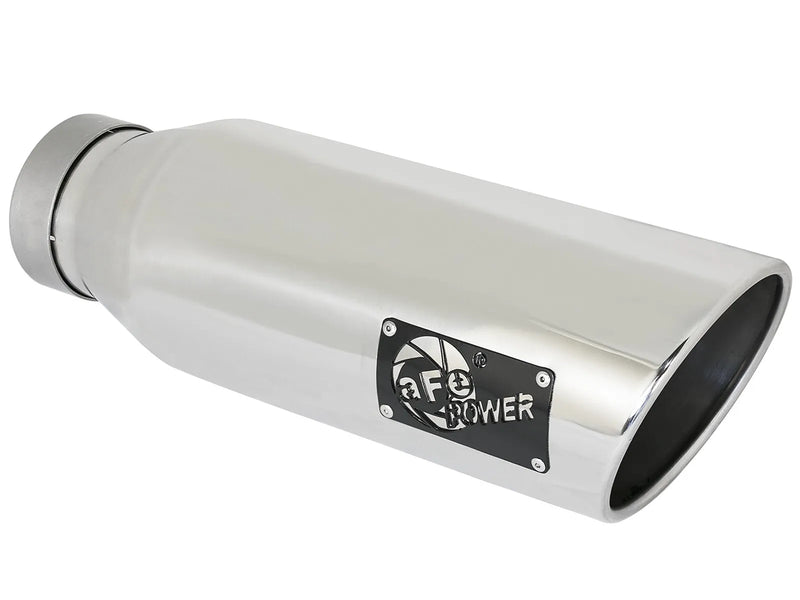aFe Mach Force-Xp 4" 409 Stainless Steel Exhaust Tip - 4" In x 6" Out x 18" L - Polished