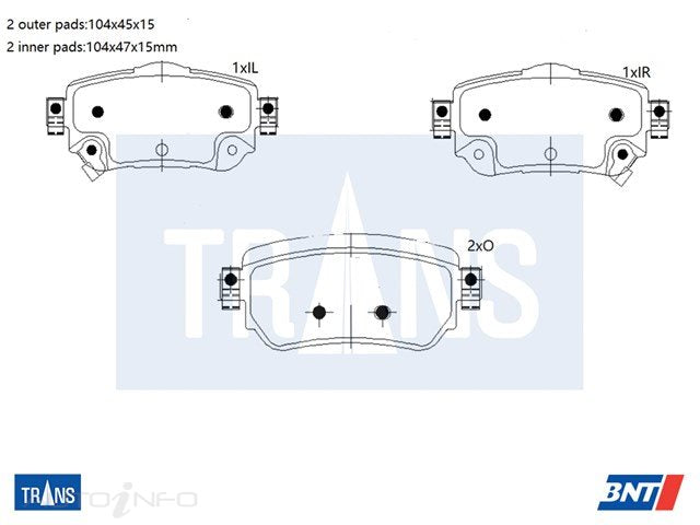 TRANS Brake Pads Transmission Rear Nissan - DB2357TR