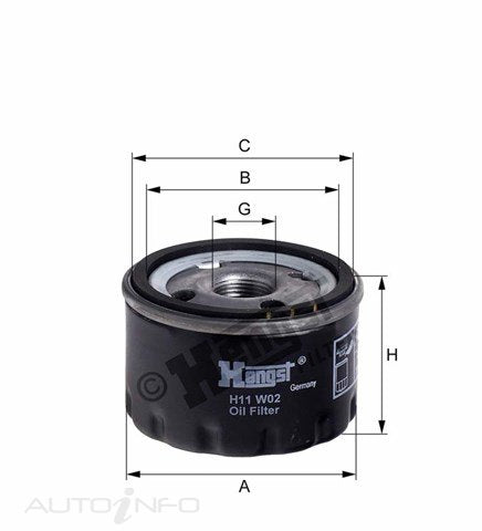 Hengst Oil Filter Peugeot Renault Alfa - H11W02