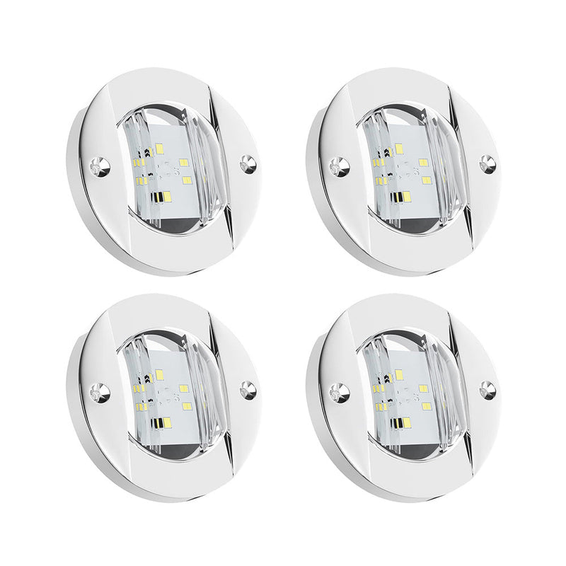 Walkway – White Stern Light 4x Round LED Marine Boat Cabin & Deck Courtesy Lights Suitable