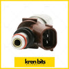Brown plastic fuel injector with metallic threaded tip and red rubber seal for toyota hilux rzn 3rzfe engine