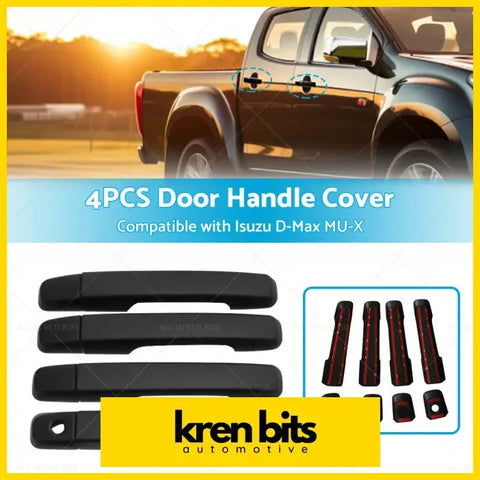 Black plastic door handle covers 4pcs trim for isuzu d-max dmax mu-x showing back side of covers