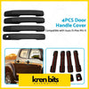 Black plastic door handle cover trims with red adhesive strips for isuzu d-max dmax mu-x in sleek matte finish back view