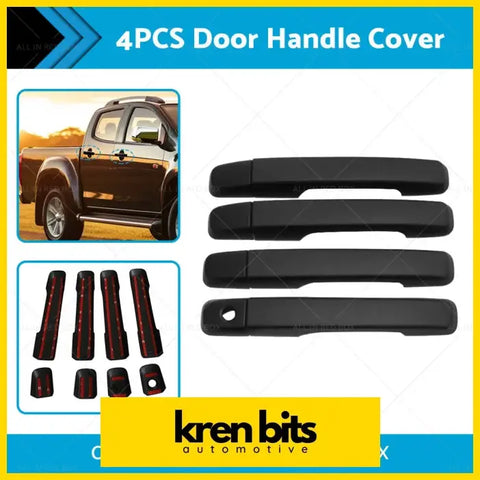 Black plastic door handle cover trims for isuzu d-max dmax mux mu-x car doors showing front side