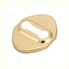 Gold tone polished metal keyhole plate with smooth rounded shape and oval cutout for toyota door lock latch covers