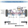 Diagram showing the front suspension system with control arms and tie-rod ends for toyota rav4 and scion tc tie rods