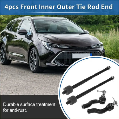 4pcs Front Inner Outer Tie Rod Ends for Toyota RAV4 & Scion TC - Steering