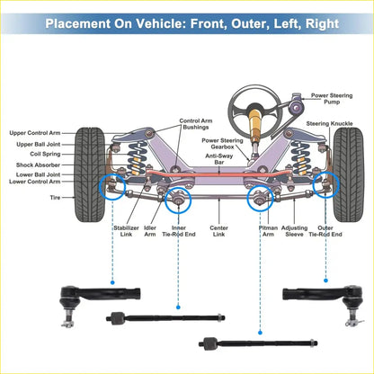 4pcs Front Inner Outer Tie Rod Ends for Toyota RAV4 & Scion TC - Steering