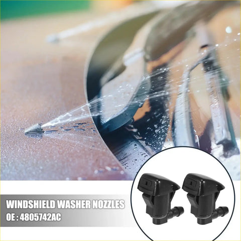 Black plastic front windshield washer nozzles with sleek angular design for toyota solara 2000-2008