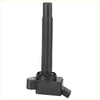 Black ignition coil with cylindrical shaft and rectangular base for toyota 2000 to 2023 models back side view