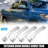 Set of four chrome finished metal side door handle cover trims for toyota tundra trucks 2007 to 2020 model years