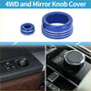 Blue metallic 4wd drive mode and mirror knob covers with textured ridges for toyota tundra 2022-2023