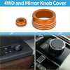 Orange metallic 4wd and mirror knob covers with textured ridges for toyota tundra 2022-2023 back side view