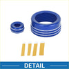 Blue metallic 4wd drive mode and mirror knob covers for toyota tundra with textured ridged bands and white stripes