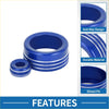 Blue metallic 4wd drive mode and mirror knob covers for toyota tundra with textured grip and white stripes