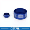 Blue metallic cylindrical 4wd drive mode and mirror knob covers with textured grip and silver stripes for toyota tundra 2022-2023