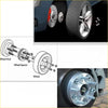 Silver multi-spoke alloy wheel with black tire and red brake caliper shown with 4x 25mm 6x139.7 m12x1.5 wheel spacers for hilux pajero triton ranger