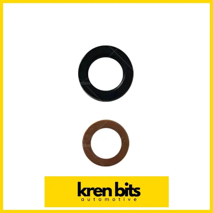 Black and brown circular diesel fuel injector gaskets from Kren Bits for Toyota Hilux Hiace 3L 5L engines