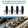 Four black engine fuel injectors with threaded metal tips and seals suitable for nissan navara td27 d21 2.7l