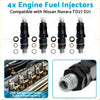 Black engine fuel injectors with metallic threaded ends and o-rings for nissan navara td27 d21 27l engines