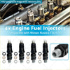 Set of four black engine fuel injectors with metallic threaded ends and white caps for nissan navara td27 d21 2.7l