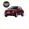 A sleek red nissan juke f15 with chrome grille featuring 4x black mudflaps for all-weather protection