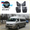 Black plastic mud flaps 4x mudguard set for toyota hiace 2012-2018 shown from the back side