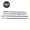 Chrome finished side trim strips with sleek metallic sheen and cutouts for toyota land cruiser lc80 outer window weatherstrips
