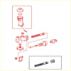 Red line exploded view diagram showing mechanical parts of 5/8 clutch master cylinder for toyota hilux 1972-1978