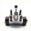 Silver metal 5/8 inch rear brake master cylinder with black rubber boots and brass fittings for datsun pathfinder