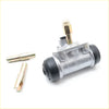 Silver metallic 5/8 rear wheel brake cylinder with black rubber end caps and brass fitting for nissan navara d21 big-m