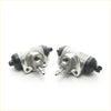 Silver metal 5/8 rear wheel brake cylinders with black rubber caps and threaded fittings for nissan presea r10 r11