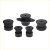 Set of 5 black rubber cabin mounting bushings for toyota hilux 2005-2015 in varying sizes and shapes