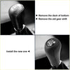 Black leather 5-speed manual gear shift knob with stitched detailing and embossed gear positions for toyota 4runner sr5