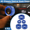 5 x durable blue metallic ac climate control knob rings with textured grip and silver trim for Toyota 4Runner 2010-2022