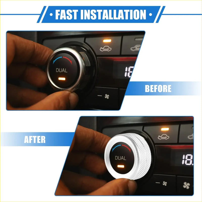 Silver textured ac climate control knob ring with dual label and temperature indicator for toyota 4runner 2010-2022