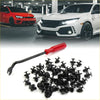 Black plastic car trim fasteners with red handle pry tool 50 pcs car retainer clips for toyota 4wd ute offroad