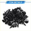 Black plastic panel fasteners with flat head and threaded shaft for 4wd ute offroad fender liners and bumpers