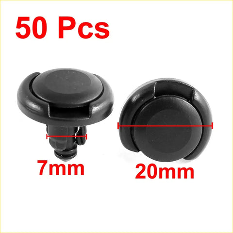 Black plastic push-button mudguard liner fastener clips 7mm and 20mm for toyota in a pack of 50
