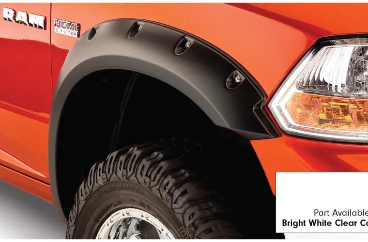 Bushwacker Fleetside Pocket Style Flares 4pc 67.4/76.3/96.3in Bed - Bright White CC (Ram 1500 16-18) — fits Dodge R...