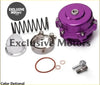 Purple anodized aluminum performance intake manifold kit shown from the back for 50mm bov 50 turbo billet blow off valve