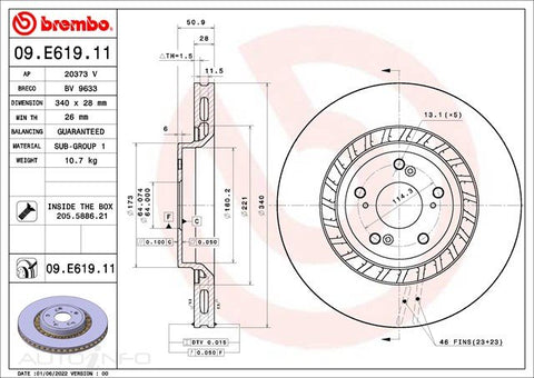 Brembo Disc Rotor Front Haval H6 - 09.E619.11