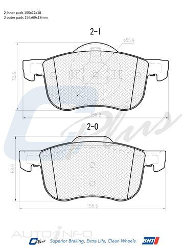 C-Plus Brake Pads Front Volvo S60 S80 V70 - DB1445CP