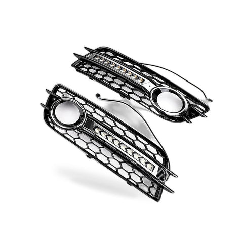 LED Flow Daytime Running Light Yellow Turn Signal Mesh Fog Light Frame for 09-11 — image 2