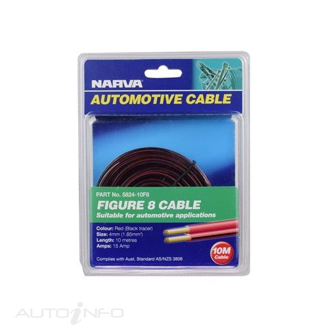 Narva Figure 8 4MM 15AMP 10M Red - 5824-10F8