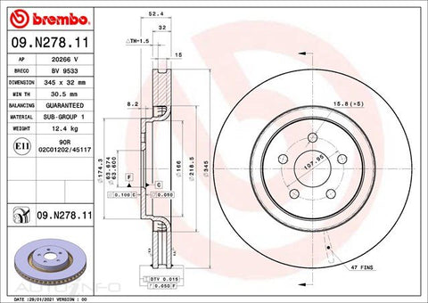 Brembo Disc Rotor Front Ford Endura - 09.N278.11